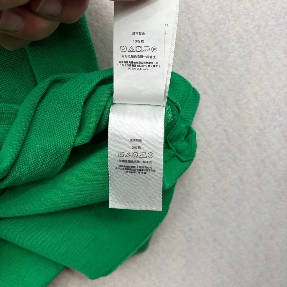 Polo Ralph Lauren Mens XL Green Classic Fit Short Sleeve Pique Polo Purple Pony